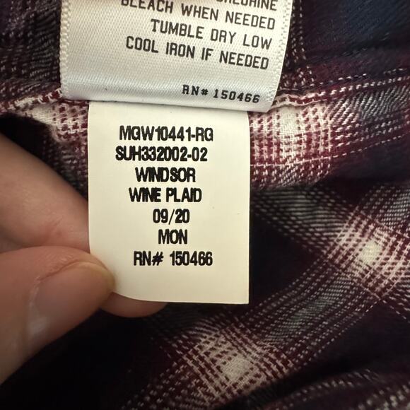 Hawker Rye Long Sleeves Button Up Flannel Shirt - Wine Plaid NWT 2XL - Picture 10 of 10